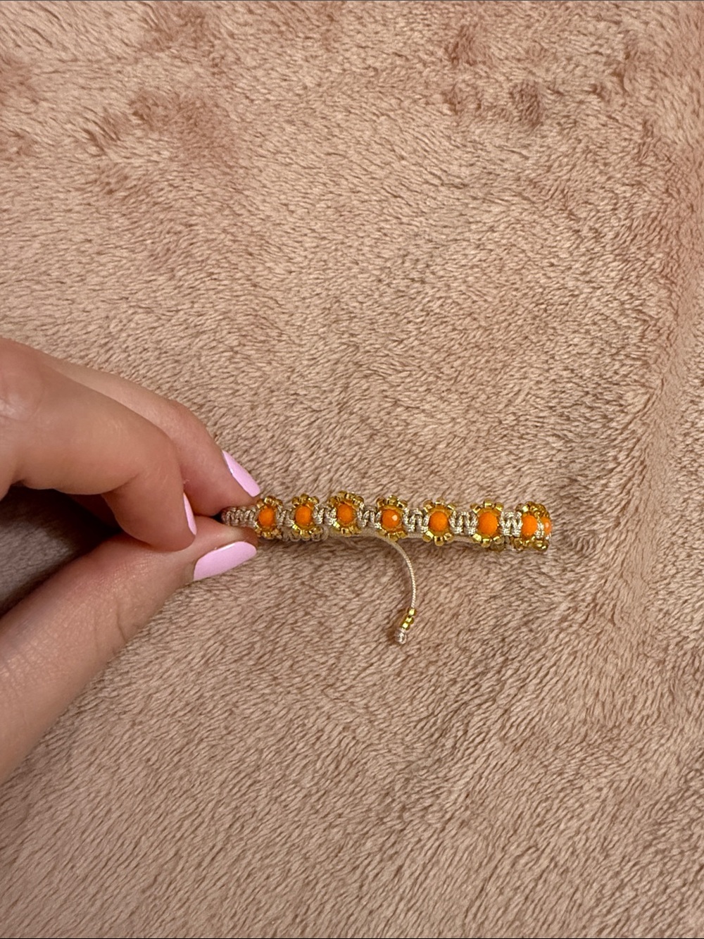 Gold Bracelet with Orange Cabochons